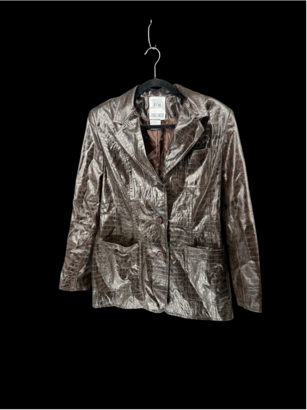 Women's Together! Faux Croc Blazer Jacket Brown Size 6